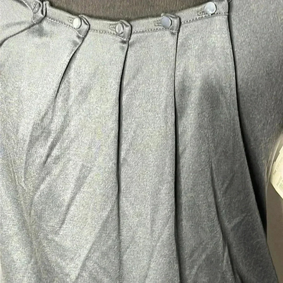 Whim Pleated Gray Midi Pull On Silk Blend Dress Size L - Picture 4 of 7